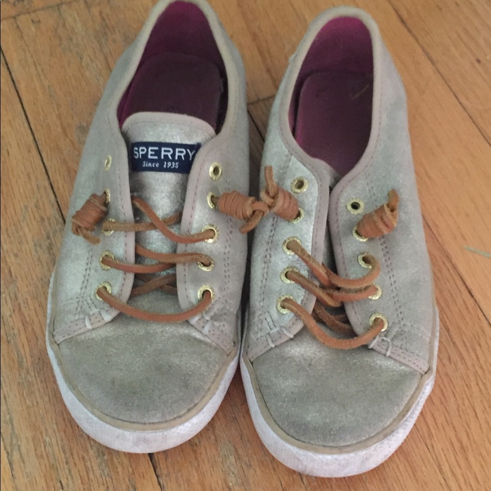 Gold Sperry tennis shoes Girls